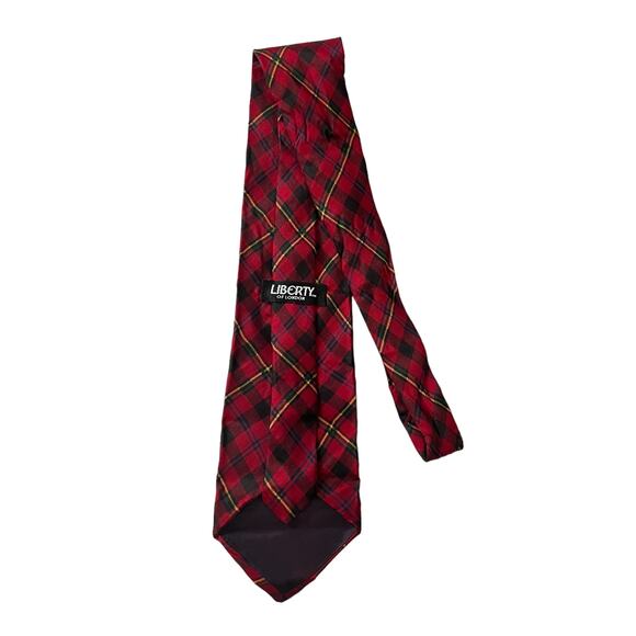 Liberty of London Red Plaid Tartan Necktie Silk USA Made Classic Men's Tie - Picture 4 of 8